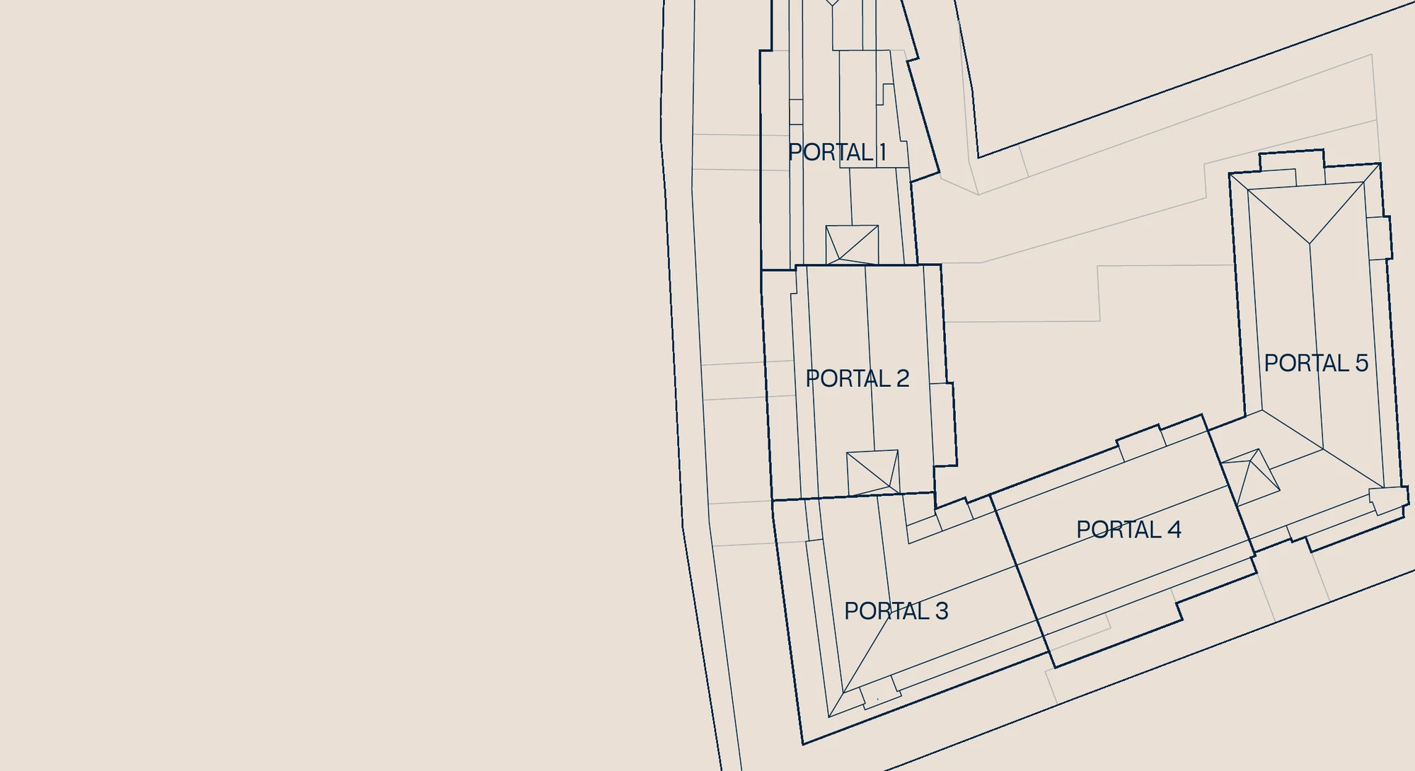 Plano de situación — Edificio Barreiros, 5 portales